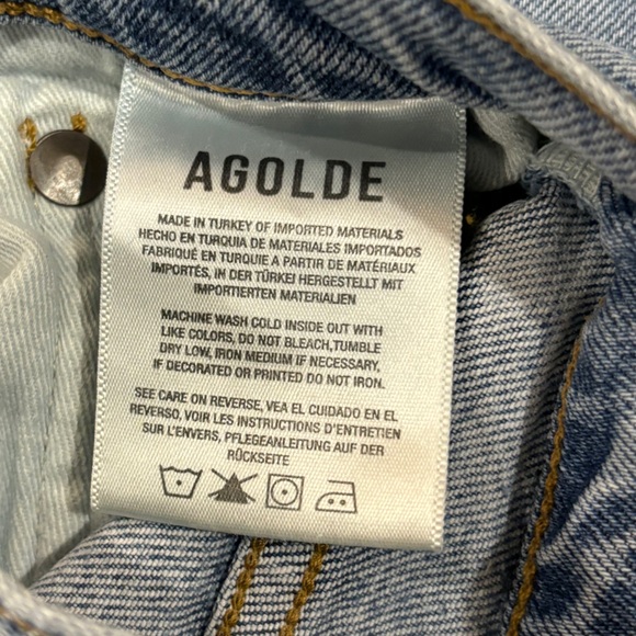 AGOLDE Women’s Sz 25 Jeans Nico High Rise Slim Distressed Denim Blue Button Fly - Picture 10 of 15